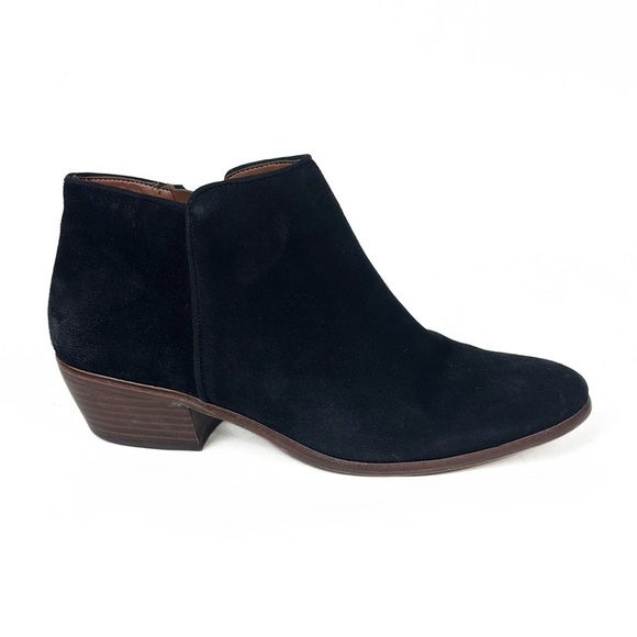 Sam Edelman Petty Genuine Suede Leather Black Zip Ankle Bootie Boots - Picture 1 of 16